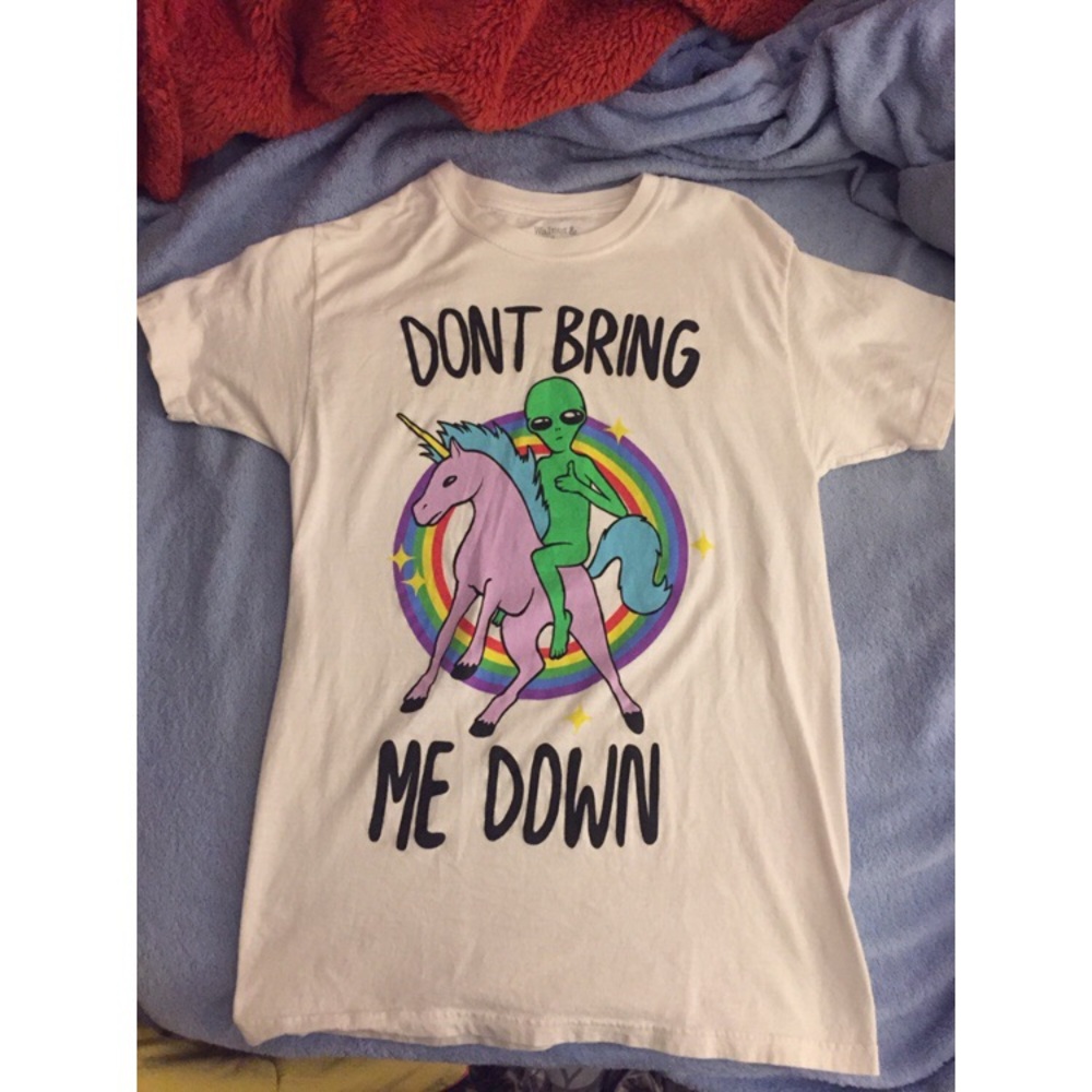 Alien Rainbow Unicorn White T-Shirt Small